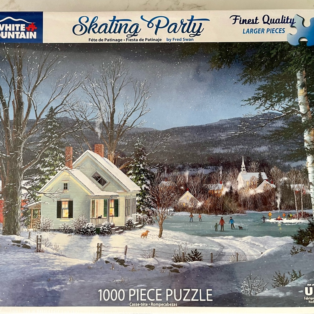 White Mountain Winter Wonderland Puzzle - 1000 Piece - Blue and White